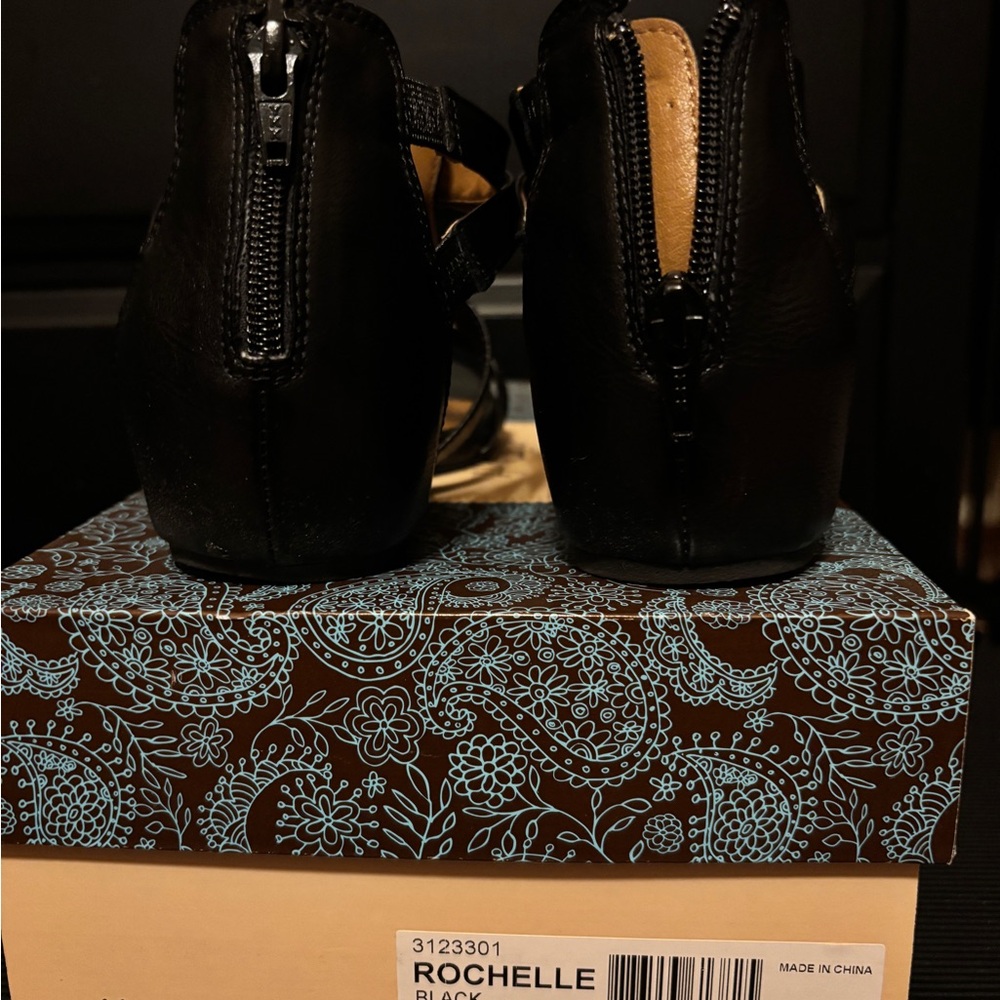 Aerosoles Black Strappy Wedge Sandals - Picture 4 of 6